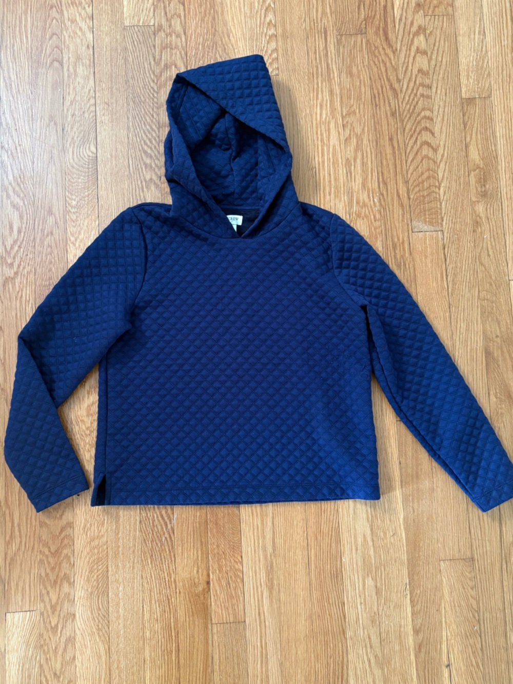 J. Crew Quilted Navy Pullover Hoodie
